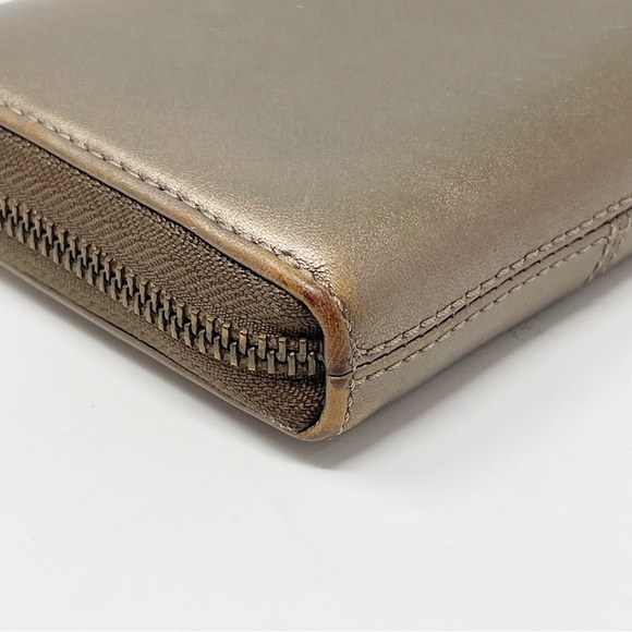 Coach Madison Accordion Zip Clutch Wallet Metallic Leather Card Organizer Large - Picture 8 of 14